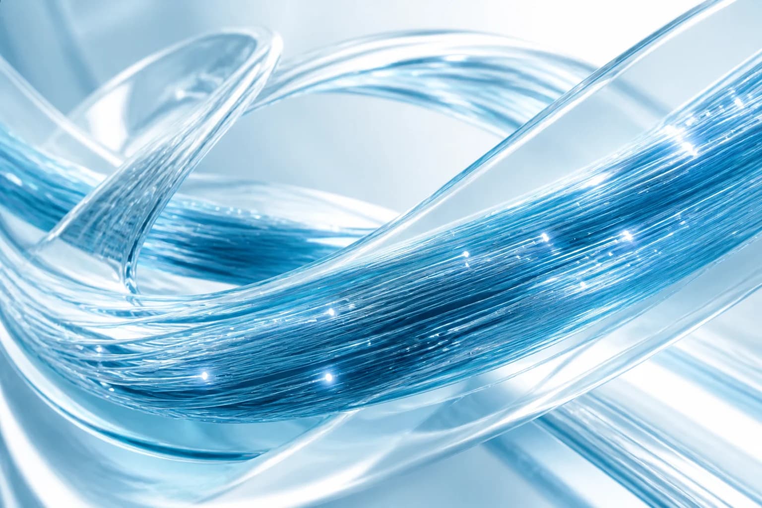 Abstract glass ribbons and optical fibres representing LEO connectivity